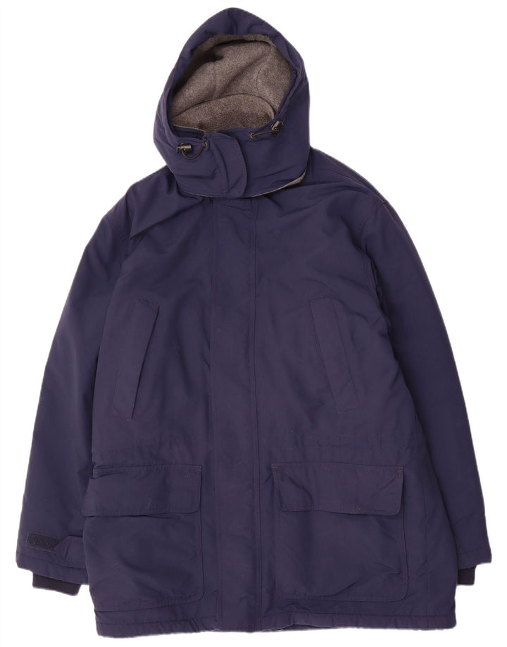 Lands End Herre Hooded Regular Fit Parka Jacket UK 38/40 Medium Navy Blue