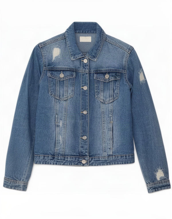 Lipsy Girls Distressed Denim jakke 13-14 år Blue Cotton