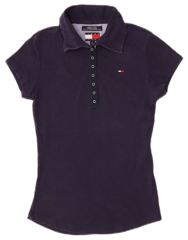 Tommy Hilfiger Dame Polo Shirt UK 12 Medium Navy Blue Bomuld
