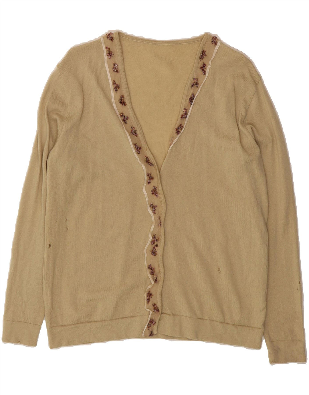 VINTAGE Womens Cardigan Sweater UK 16 Large Beige Vintage Vintage and Second-Hand Vintage from Messina Hembry 