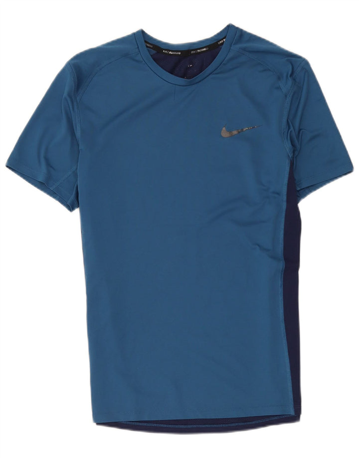 Nike Herre Dri Fit T-shirt Top Medium Blue Colourblock