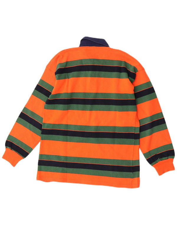 Vintage Langærmet Rugby Polo Shirt til mænd Lille orange stribet