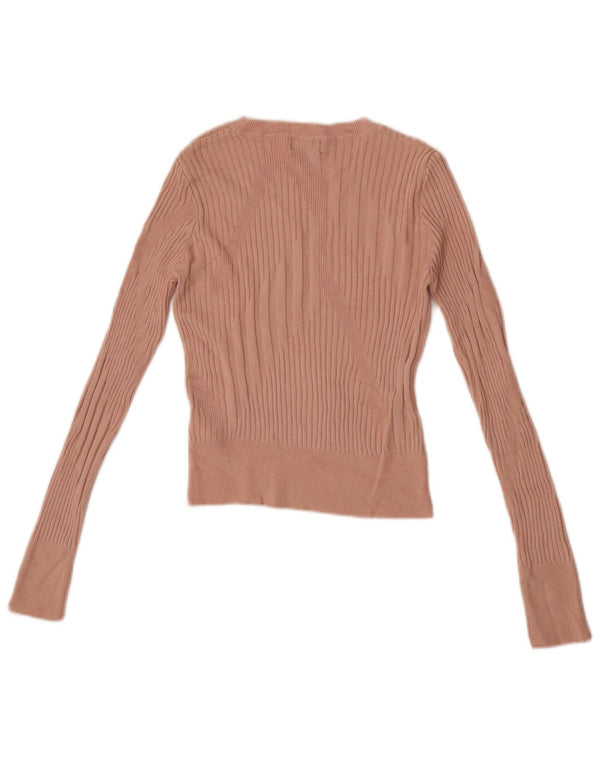 Topshop Dame Crop Top Langærmet UK 6 XS Pink Viscose