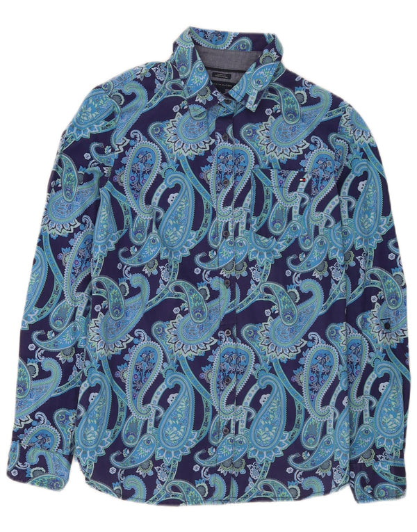 Tommy Hilfiger Dame Classic Fit skjorte UK 10 Small Blue Paisley Modern