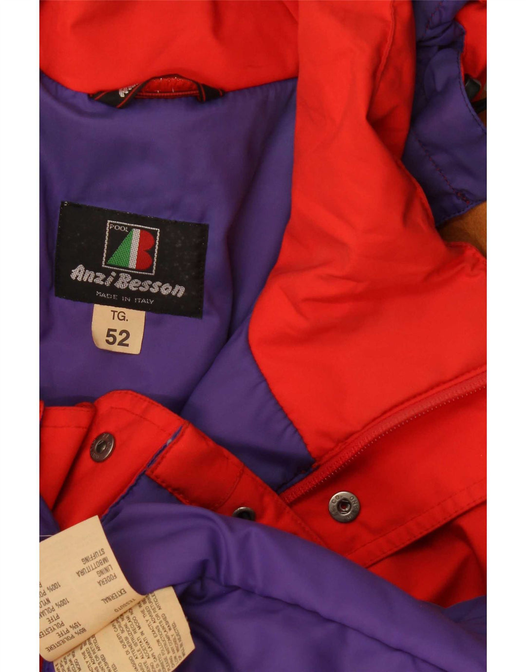 Anzi Besson Herre Hætte Skijakke IT 52 Stor Rød Colourblock Polyester