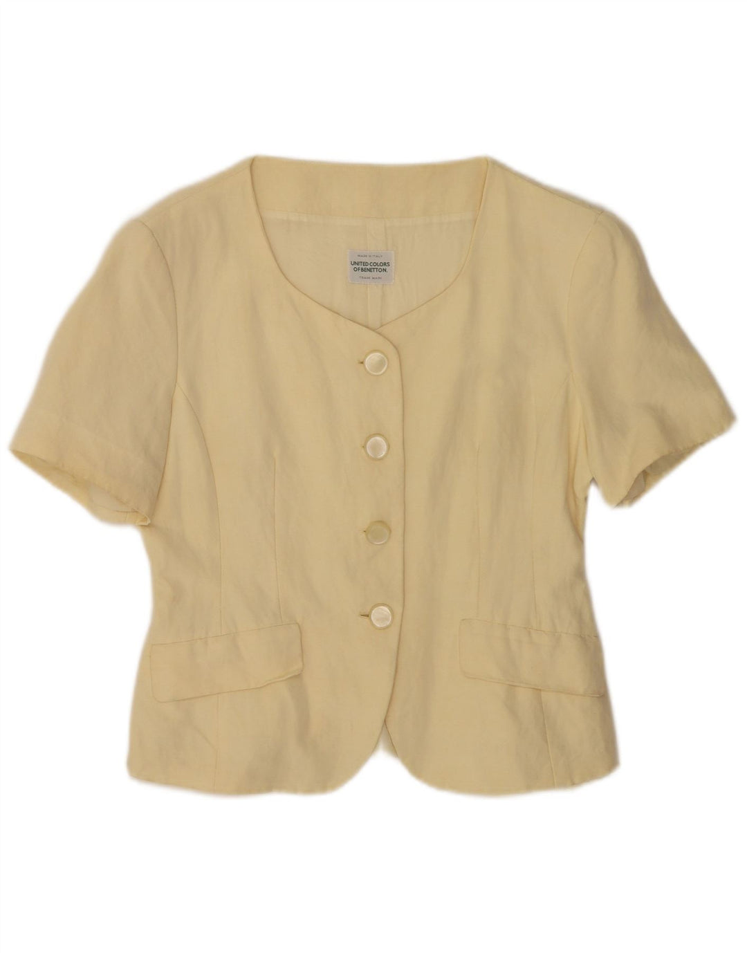 Benetton Dame 4-knaps kortærmet blazerjakke IT 42 Medium Beige