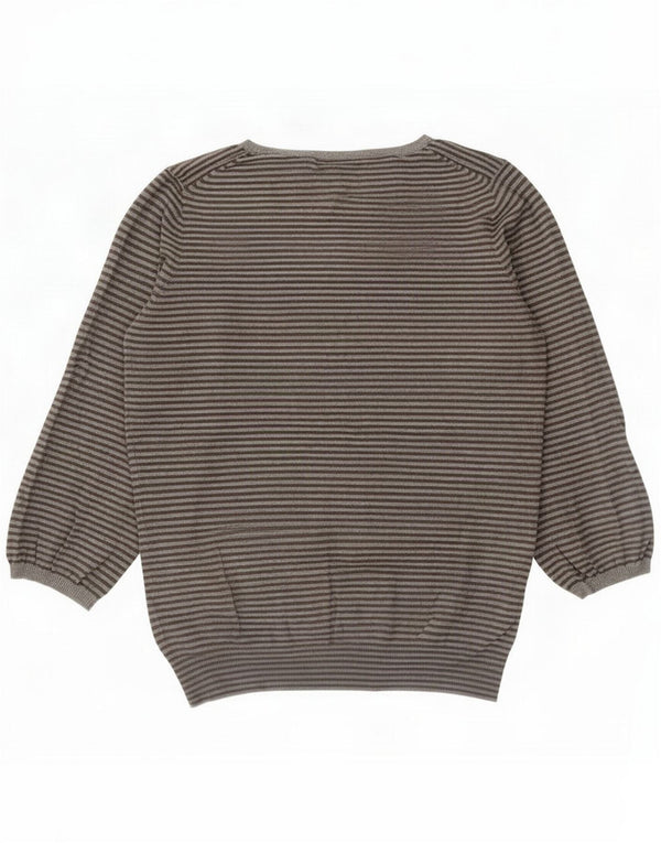 Marks & Spencer Dame Boat Neck Jumper Sweater UK 14 Medium Grey Stribet