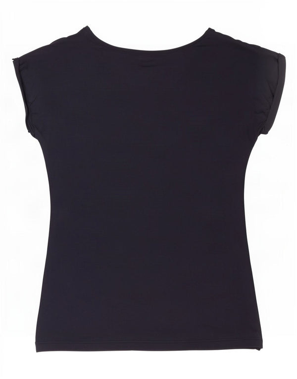 Emporio Armani Dame T-Shirt Top UK 14 Large Navy Blue Viscose