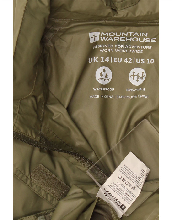 Mountain Warehouse Dame Regnjakke UK 14 Stor Khaki Nylon
