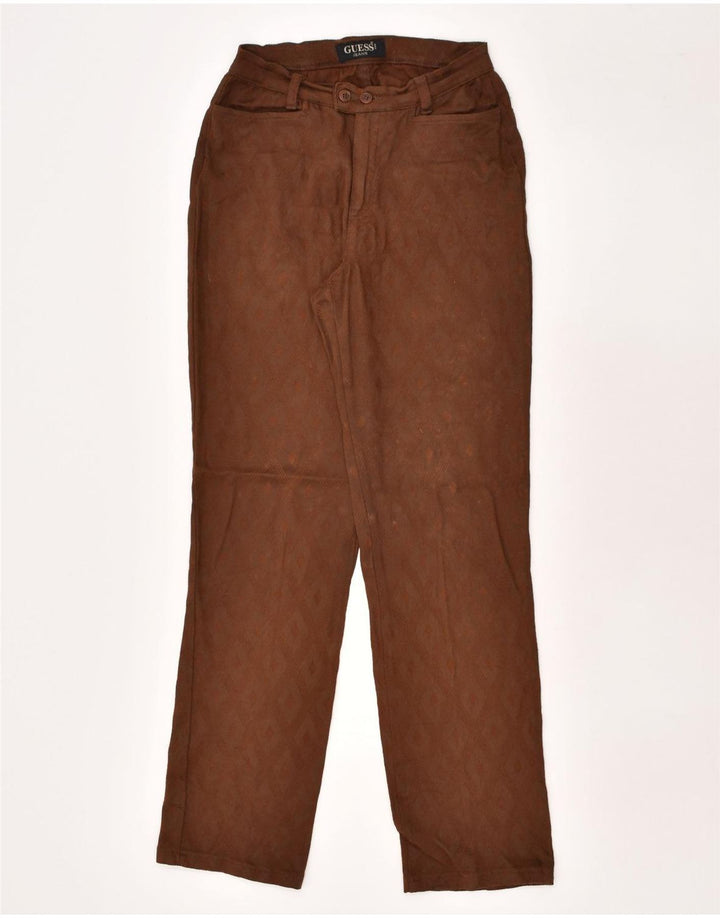 GUESS Womens Straight Suit Trousers W30 L30 Brown Argyle/Diamond Viscose | Vintage Guess | Thrift | Second-Hand Guess | Used Clothing | Messina Hembry 