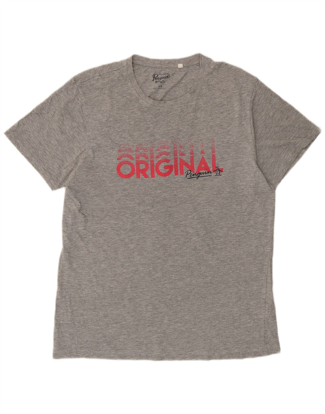 Penguin Herre grafisk T-shirt Top Stor grå Flecked Bomuld