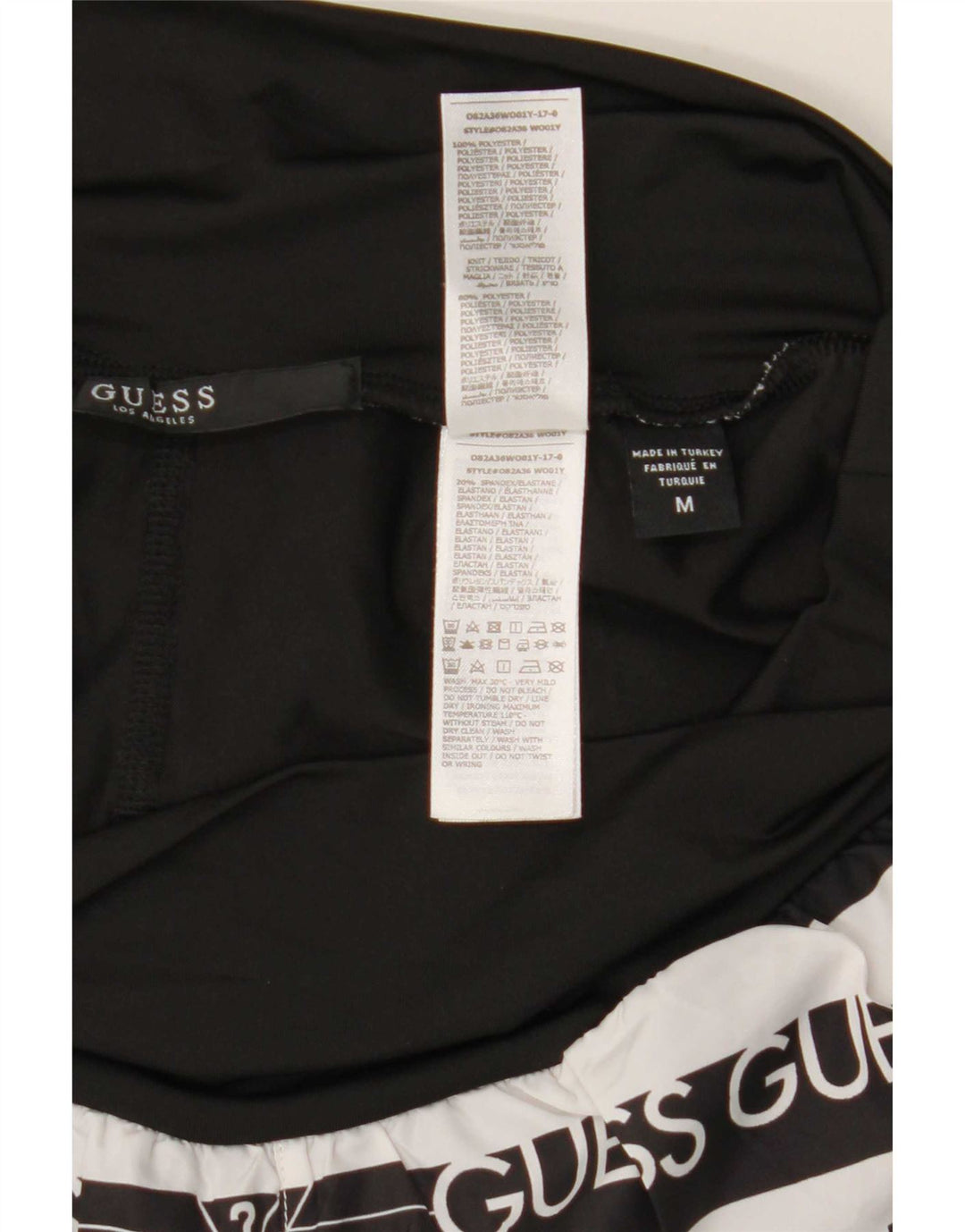 Guess Graphic Sports Shorts til kvinder UK 12 Medium Sort Stribet Polyester