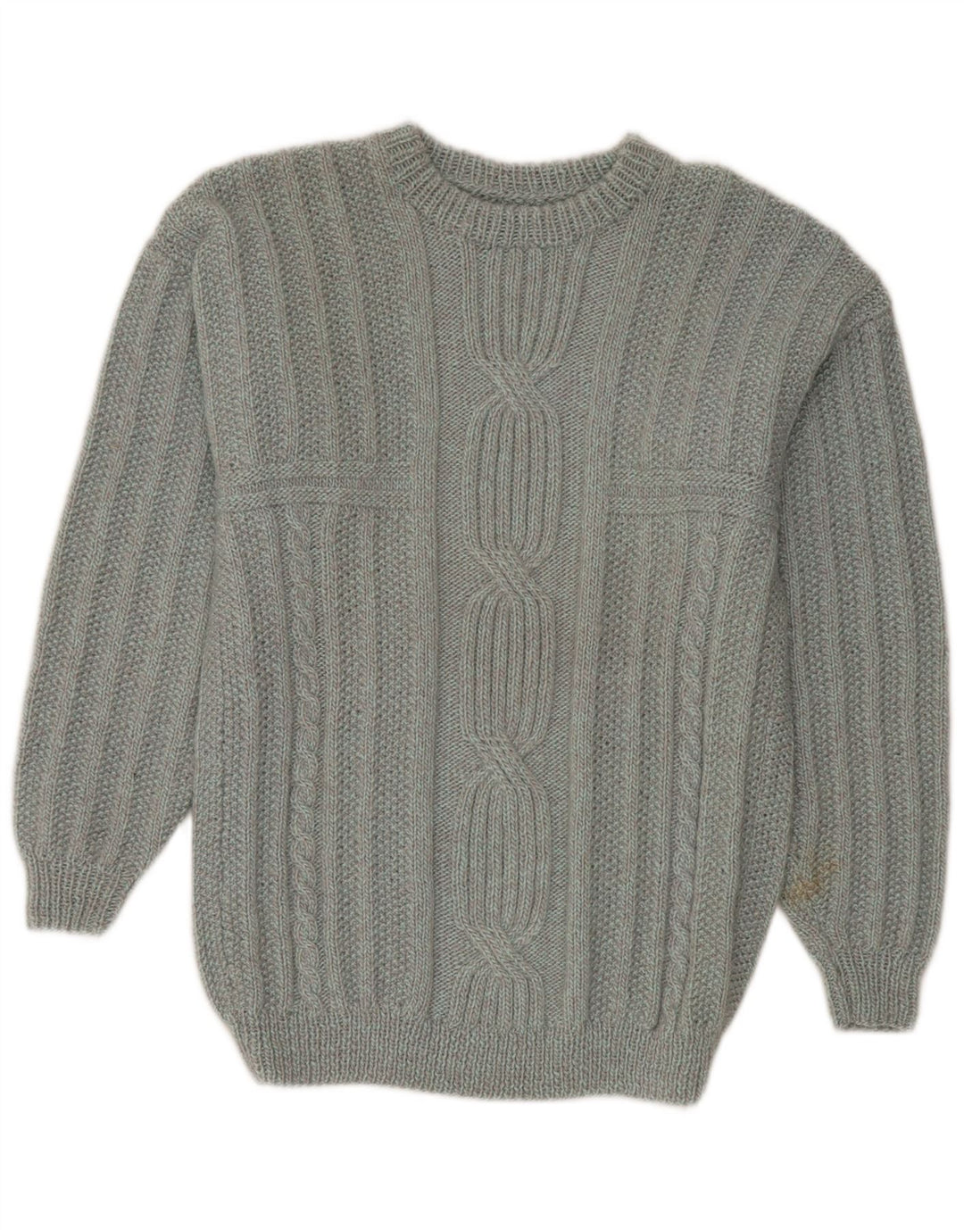 Vintage herre sweater med rund hals, mellemgrå