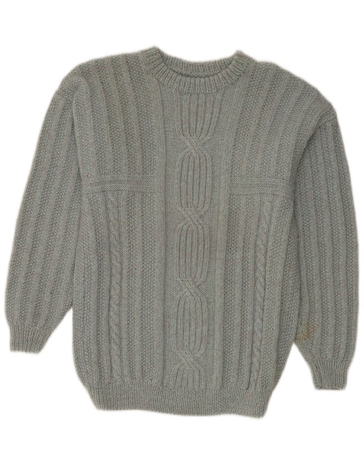 Vintage herre sweater med rund hals, mellemgrå