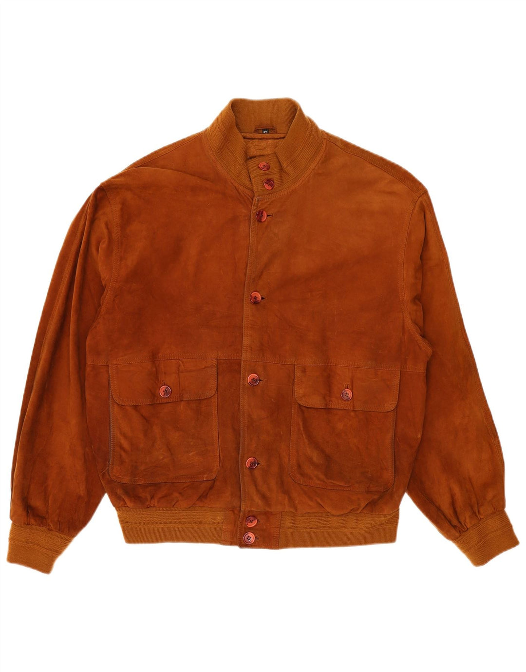 Vintage herre ruskind bomberjakke IT 52 XL brunt læder