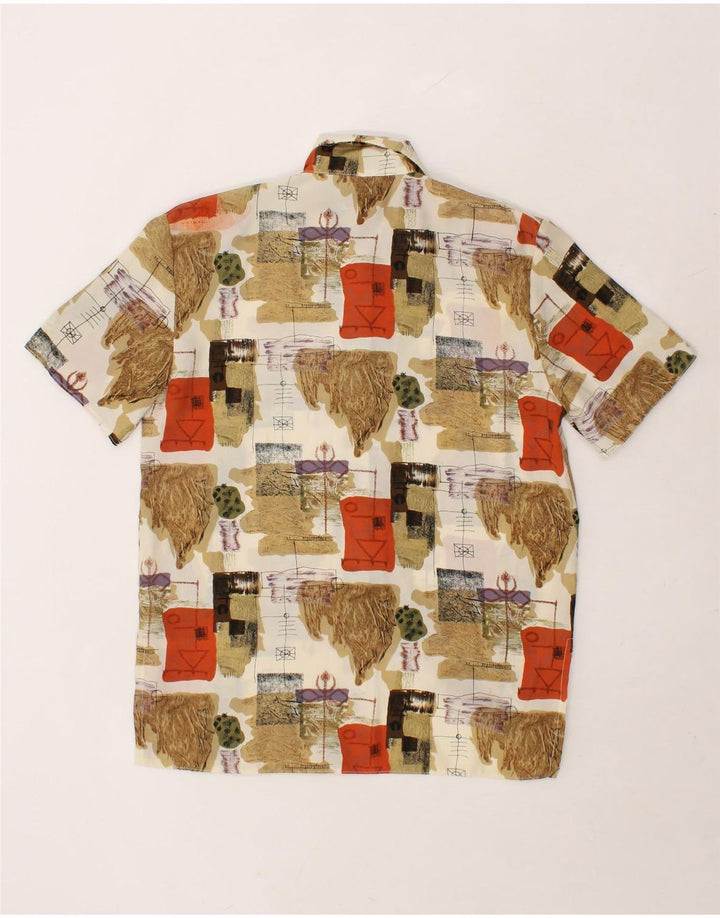 VINTAGE Womens Short Sleeve Shirt Blouse UK 18 XL Beige Patchwork Vintage Vintage and Second-Hand Vintage from Messina Hembry 