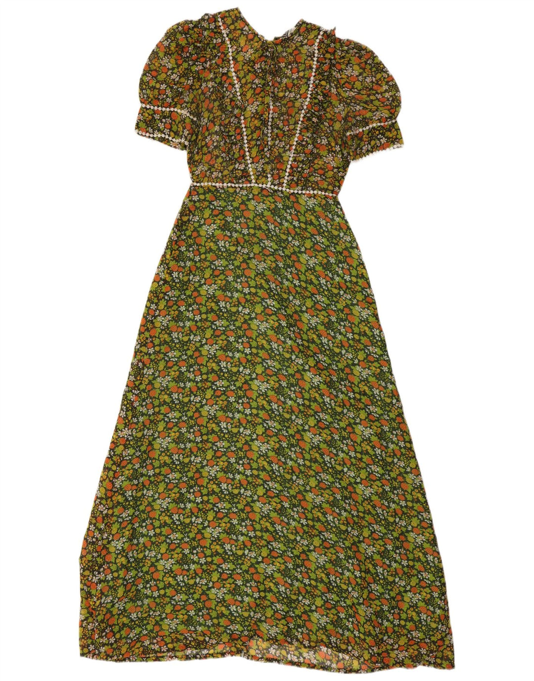 RADLEY Womens Ruffle Front Maxi Dress UK 12 Medium Green Floral