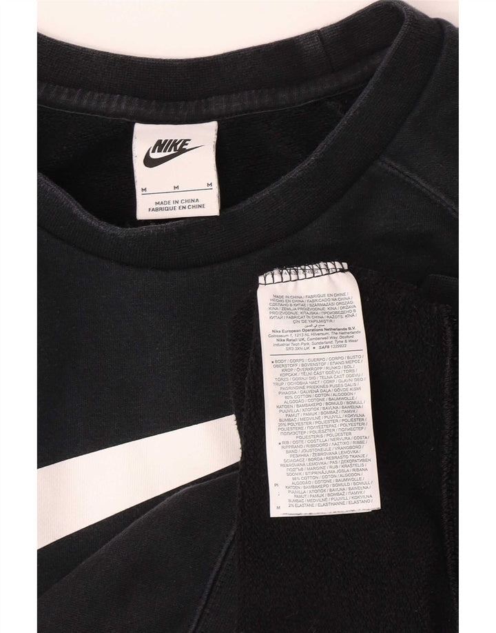 Nike Herre Swoosh Grafisk Sweatshirt Jumper Medium Sort Bomuld