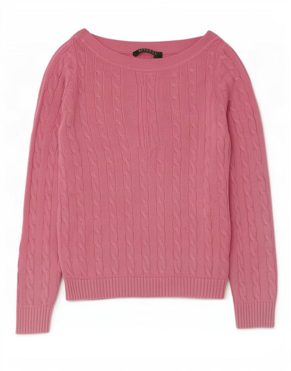 Ralph Lauren Dame Boat Neck Jumper Sweater UK 12 Medium Pink Bomuld