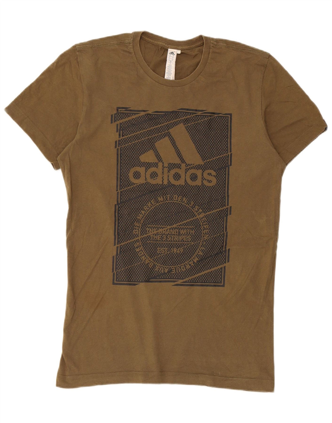 Adidas Herre grafisk T-shirt Top Lille Khaki Bomuld