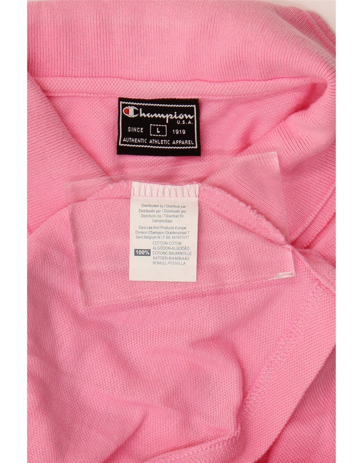 CHAMPION Dame ærmeløs polo shirt UK 14 Large Pink Bomuld