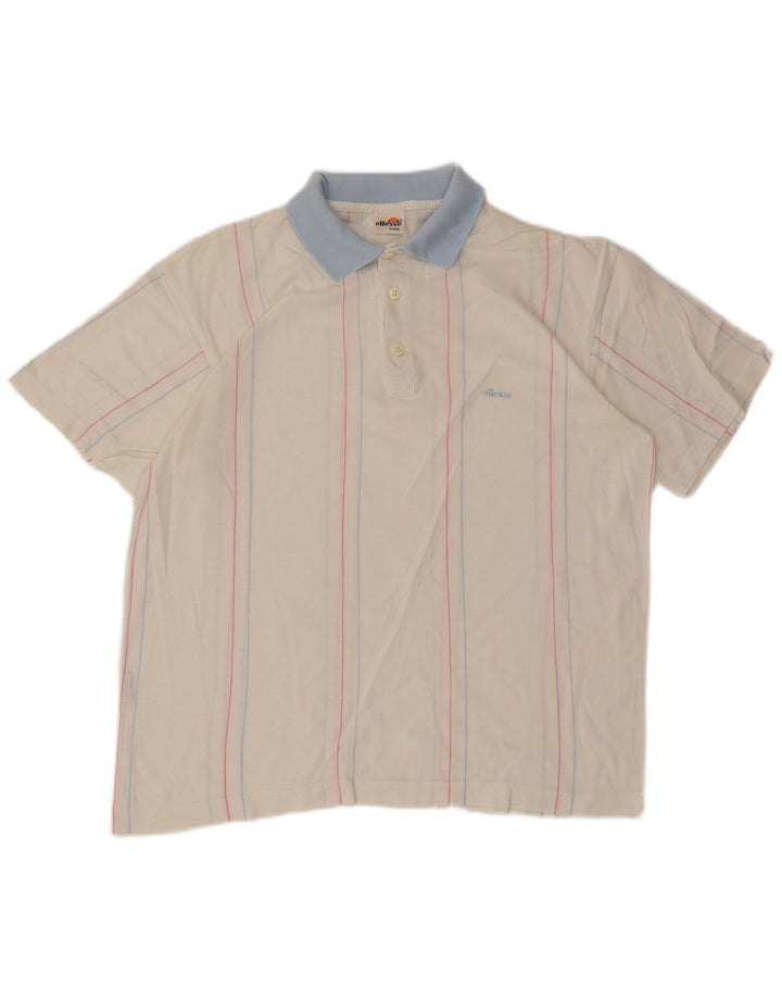 Ellesse Herre poloshirt Medium hvid stribet bomuld