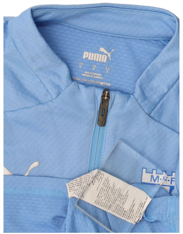 Puma Herre Zip Neck Pullover Træningsdragt Top Lille Blå Colourblock Polyester