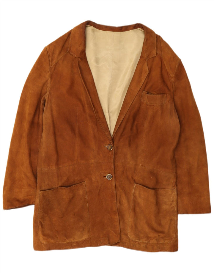 Vintage dame 2-knaps ruskindsblazerjakke UK 14 medium brun