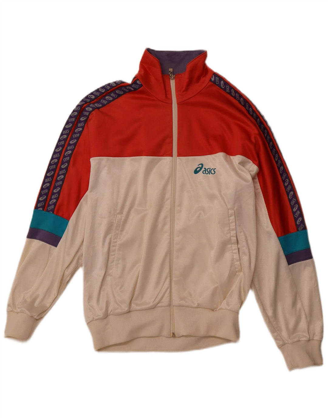 ASICS Grafisk træningsdragt til mænd, topjakke IT 48 Medium Off White Colourblock