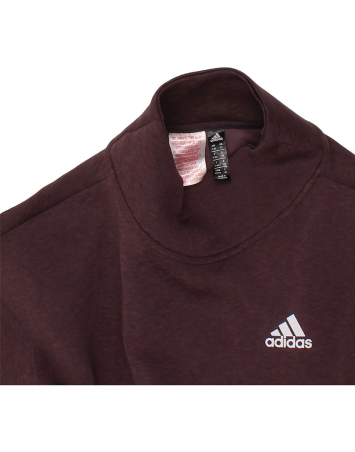 ADIDAS Boys Sweatshirt Jumper 7-8 Years Maroon Flecked Polyester Vintage Adidas and Second-Hand Adidas from Messina Hembry 