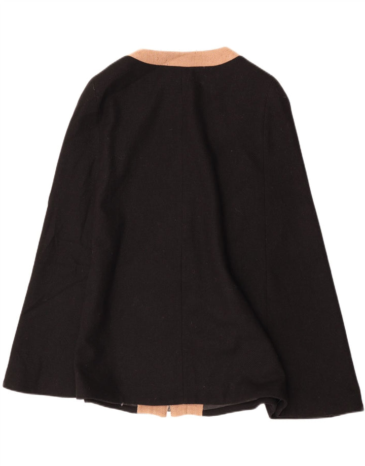 Laura Ashley Dame Poncho Coat UK 16 Large Black Colourblock Uld