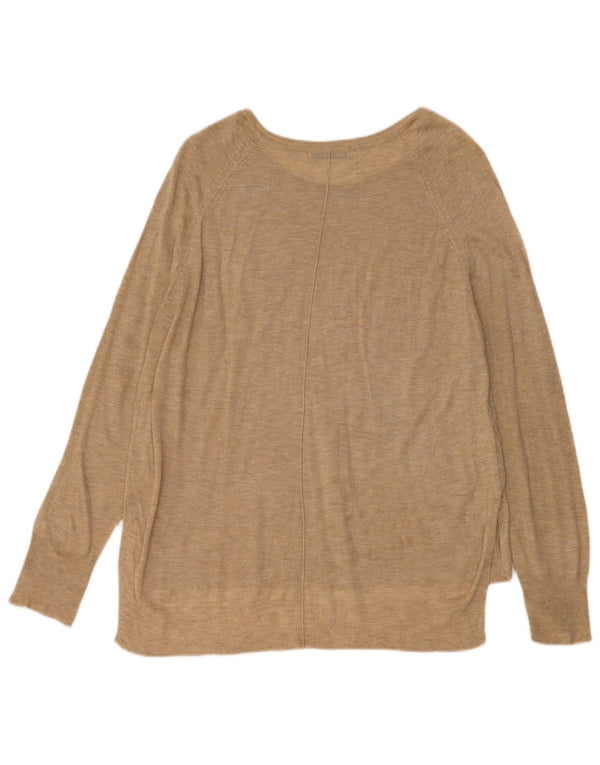 Zara Dame Boat Neck Jumper Sweater UK 14 Large Beige Flecked