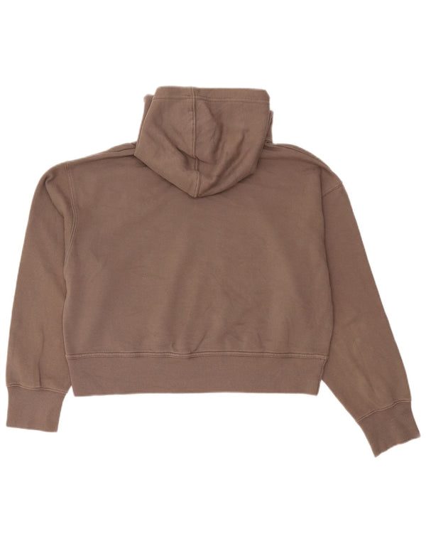 Zara Womens Crop Loose Fit Hoodie Jumper UK 14 Medium Brown