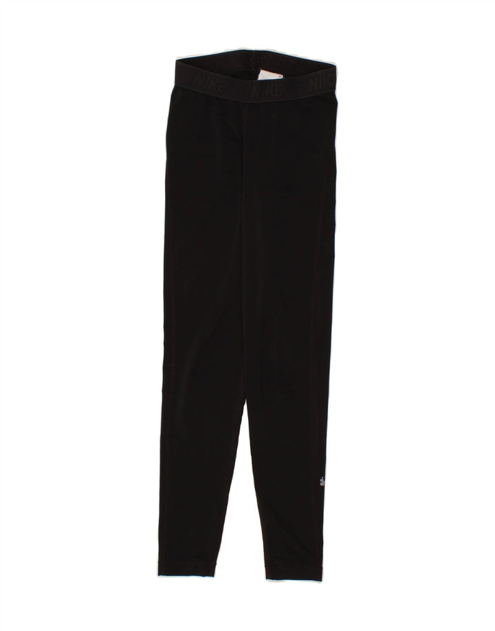 NIKE Womens Graphic Leggings UK 0 2XS Black Polyester Vintage Nike and Second-Hand Nike from Messina Hembry 