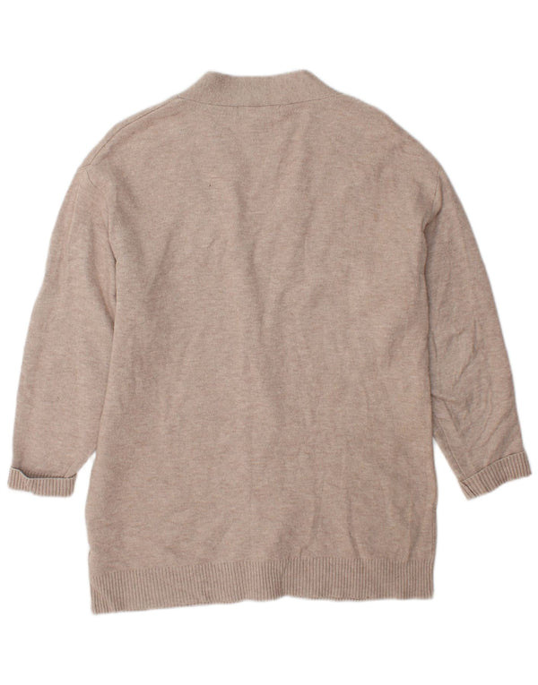 Marks & Spencer Dame Oversized Cardigan Sweater UK 10 Small Beige Viscose