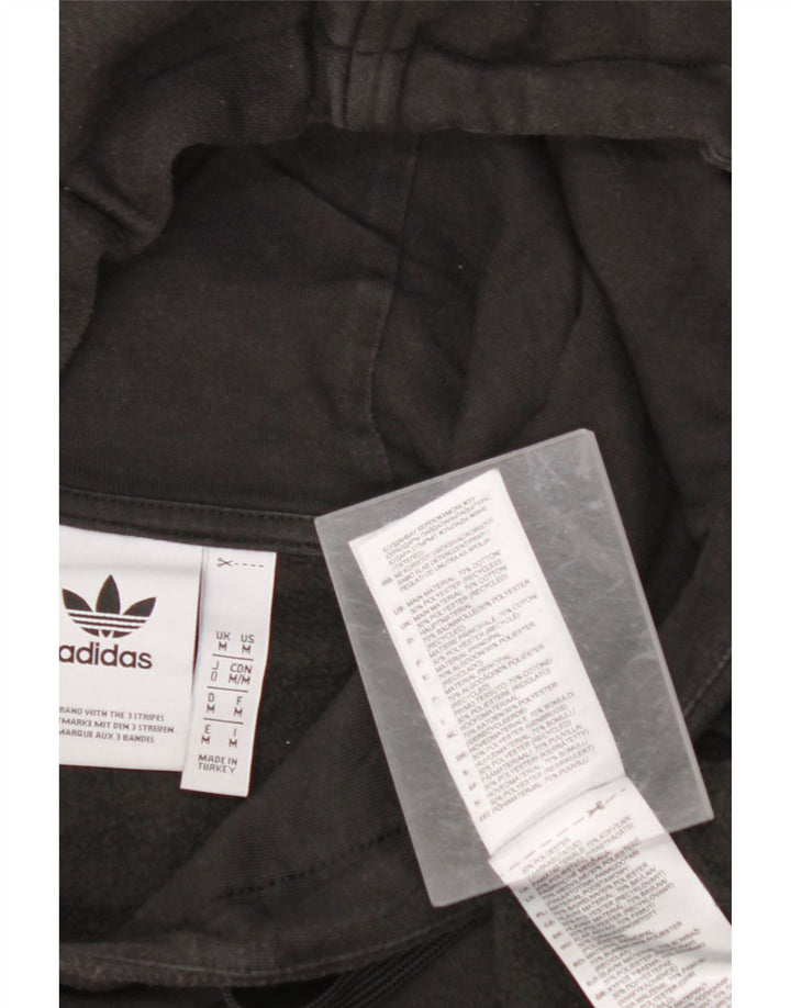 ADIDAS Mens Graphic Hoodie Jumper Medium Black Cotton