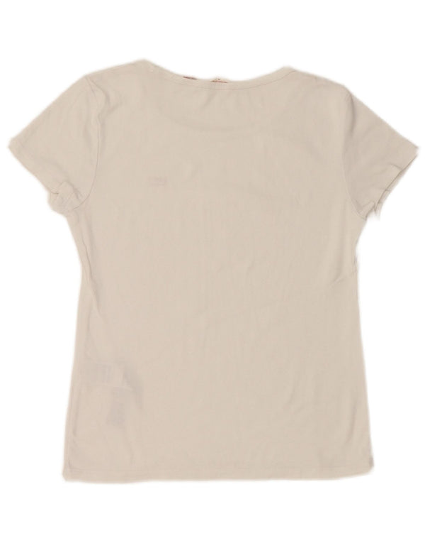 LEVI'S Dame T-Shirt Top UK 12 Medium Hvid Bomuld