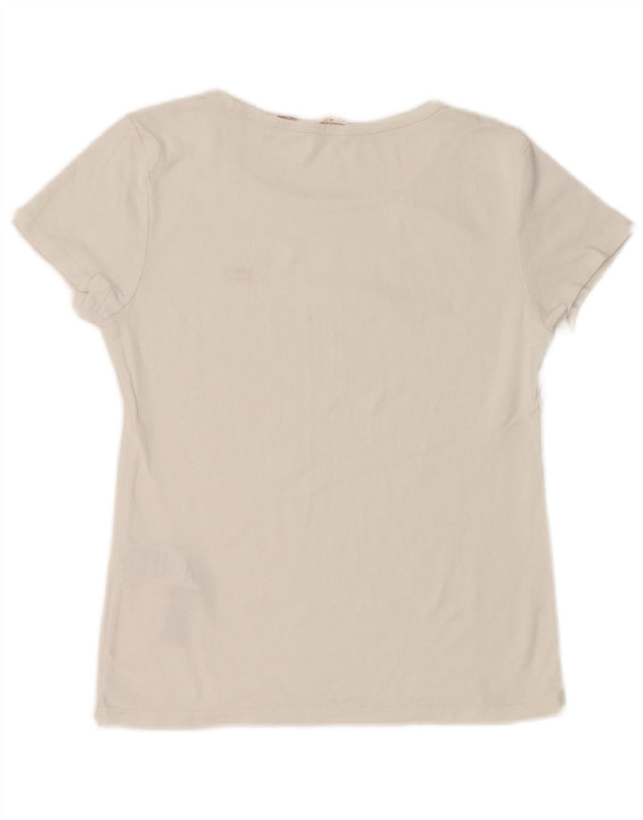 LEVI'S Dame T-Shirt Top UK 12 Medium Hvid Bomuld