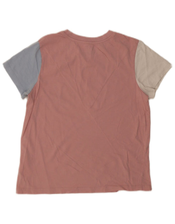 Vans T-Shirt Top UK 16 Large Pink Colourblock Bomuld