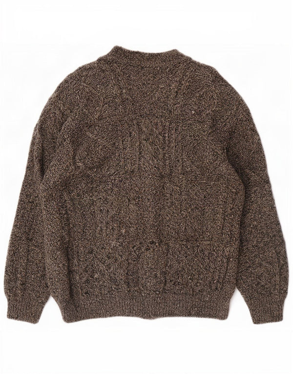 Vintage herre cardigan sweater 2XL grå flækket uld