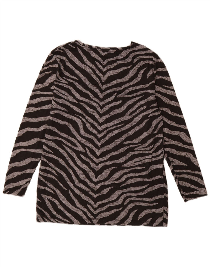 Marks & Spencer Dametop Langærmet UK 12 Medium Black Animal Print