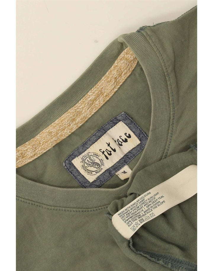 Fat Face Herre grafisk T-shirt Top Medium Grøn Bomuld