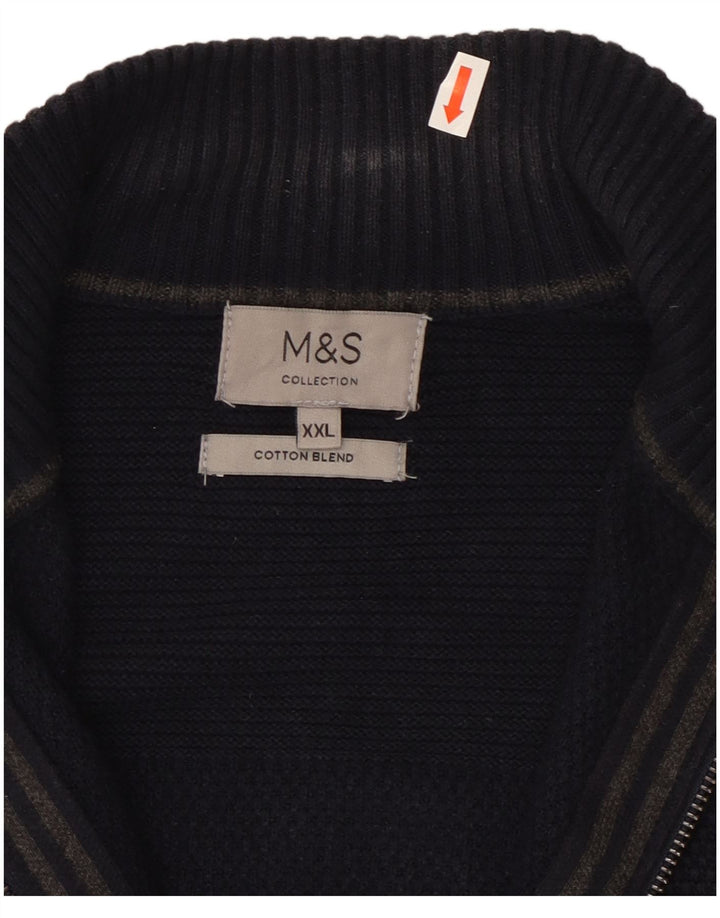 Marks & Spencer herre cardigan sweater 2XL marineblå bomuld