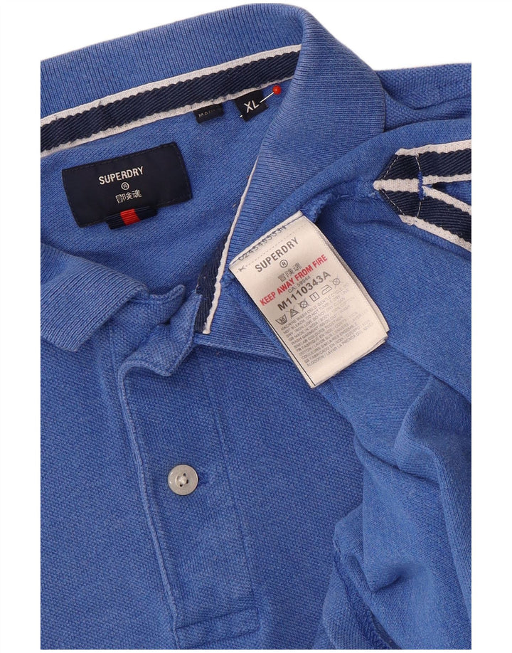Superdry herre poloshirt XL blå bomuld
