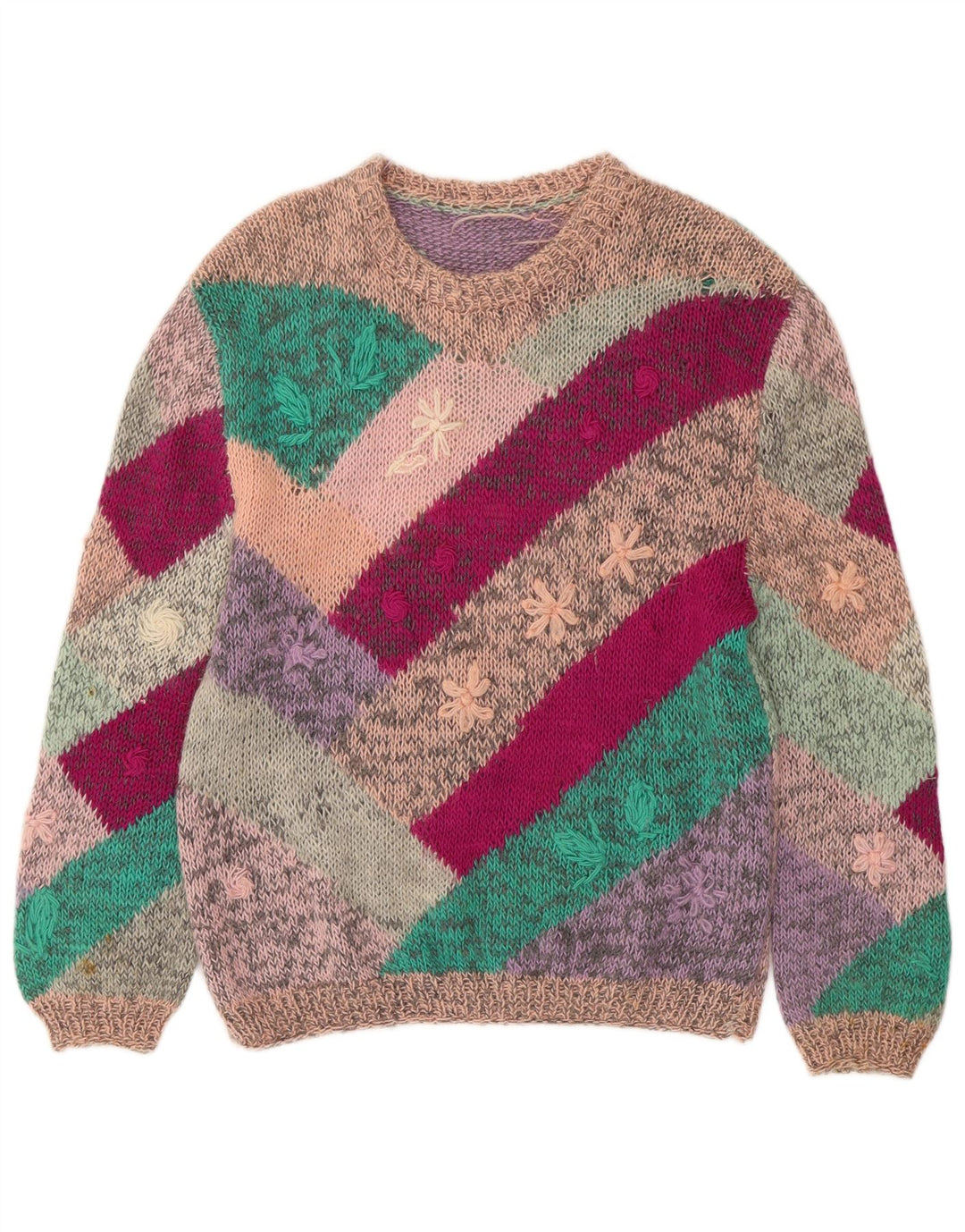 VINTAGE Dame Boat Neck Jumper Sweater UK 18 XL Multicolored Floral