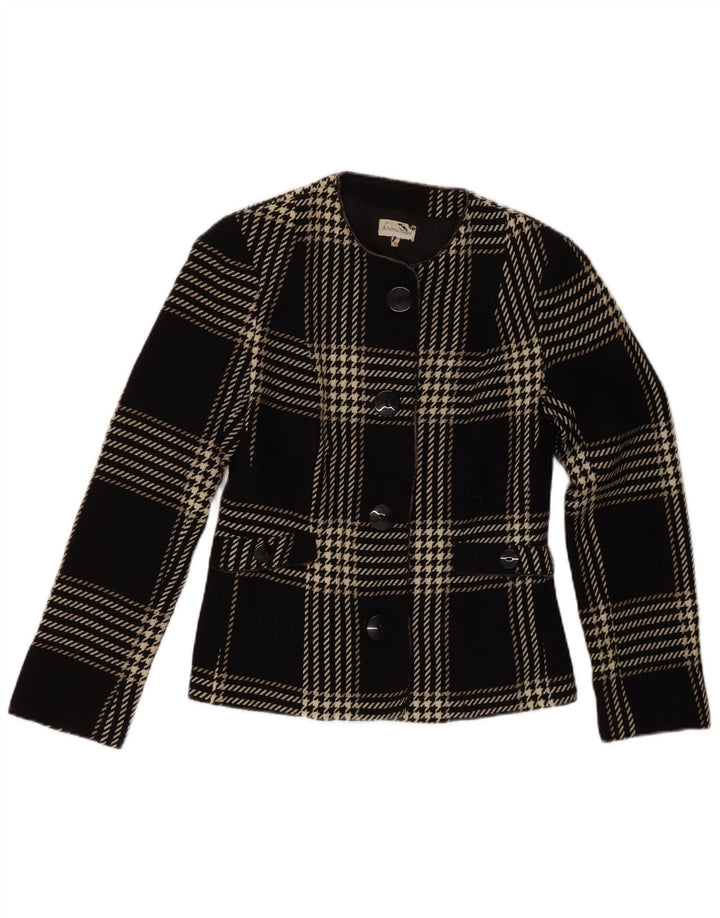 ANDREA MARE Womens 4 Button Blazer Jacket IT 42 Medium Black Check Wool