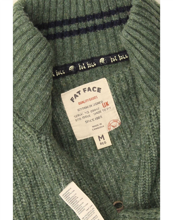 Fat Face Herre Zip Neck Jumper Sweater Medium Grøn Akryl