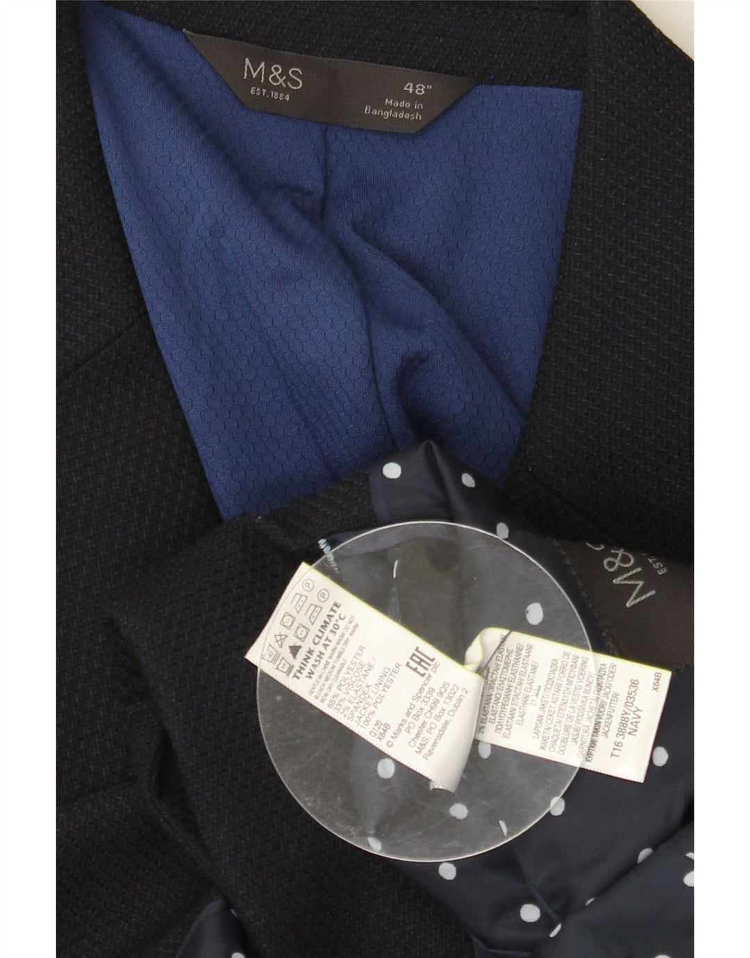 Marks & Spencer Herre 2-knaps blazerjakke UK 48 2XL Marineblå polyester