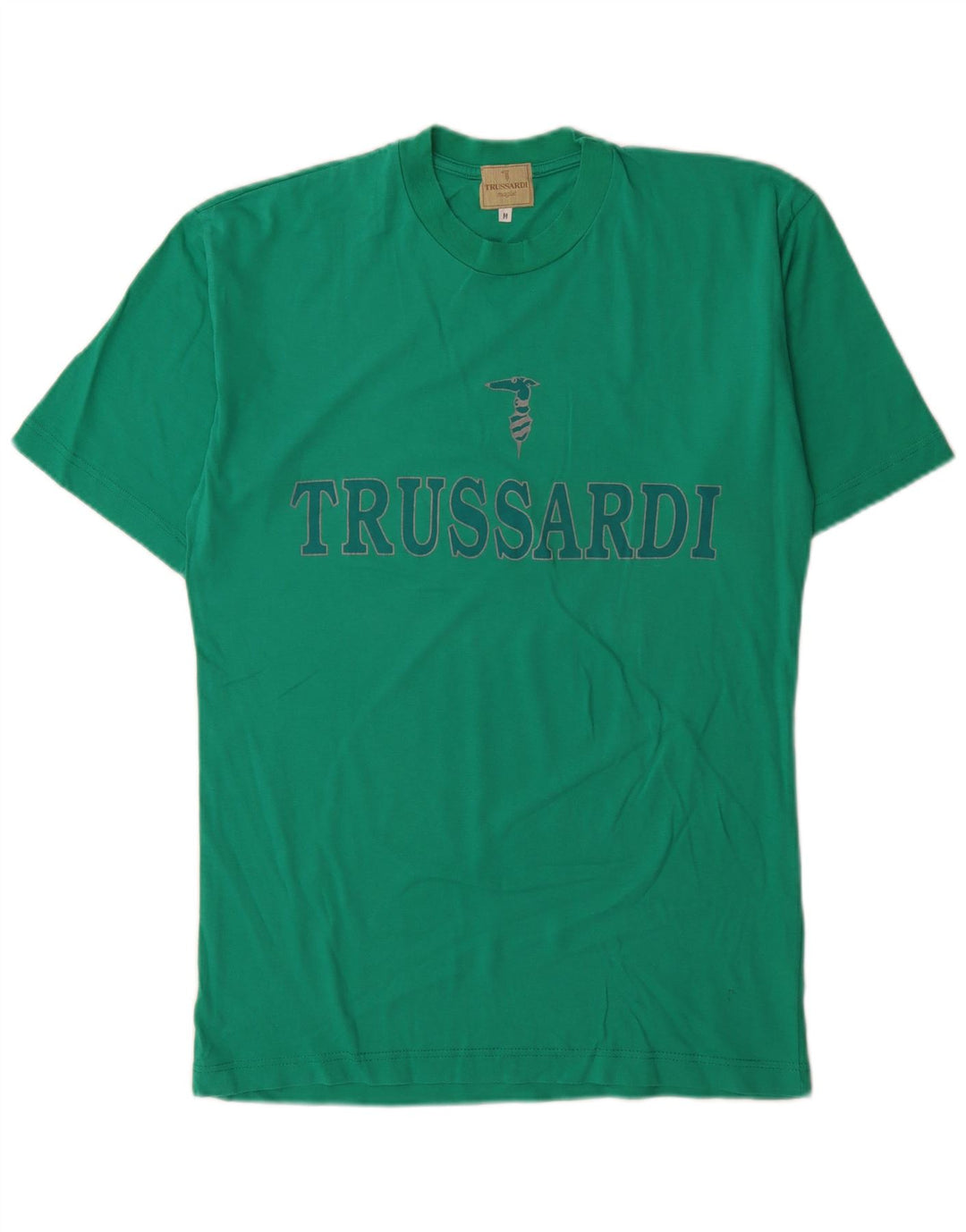 Trussardi Herre grafisk T-shirt top mellemgrøn bomuld