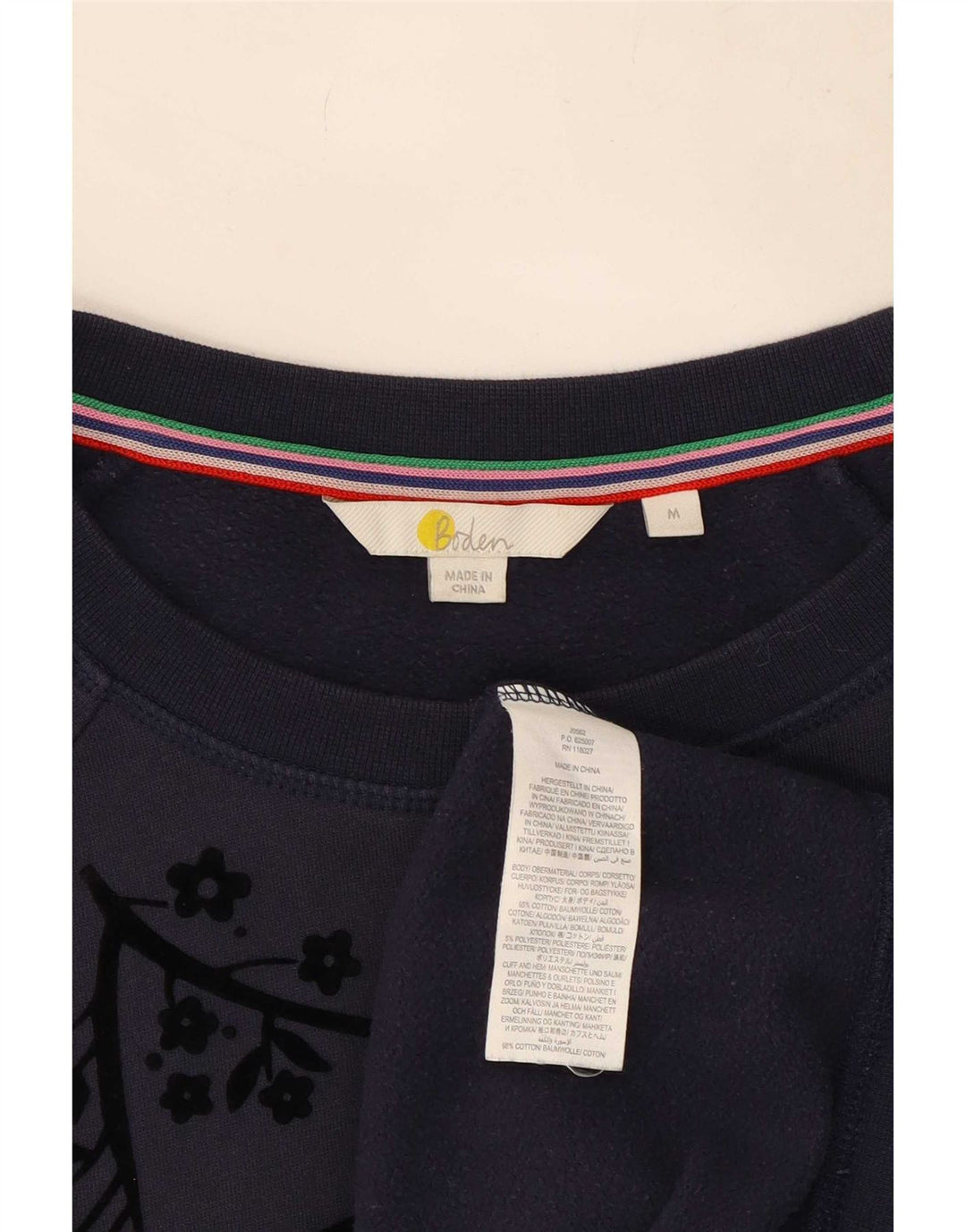 Boden Dame Abstrakt mønster Sweatshirt Jumper UK 14 Medium Navy Blue